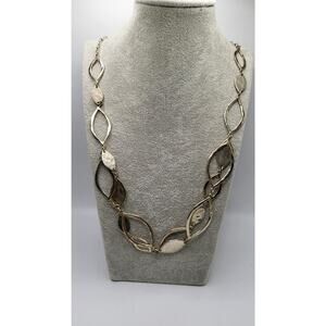 White House Black Market Long Link Necklace Gold Tone Adjustable